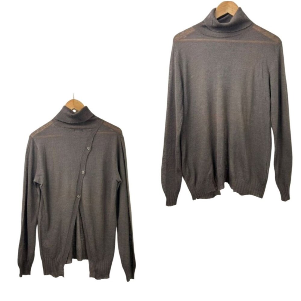 VTG Crossley Women's XL Baby Alpaca & Wool Blend Button Front Turtleneck Sweater